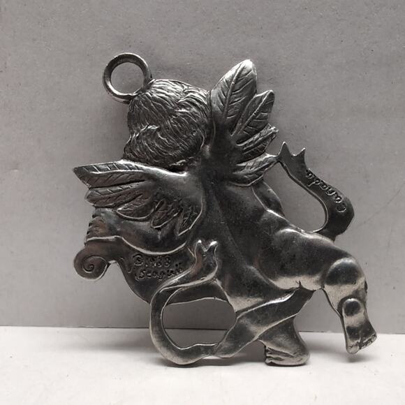 Lot of 3 Seagull Pewter Ornament Canada 1988 1995 1996 Wreath Cherub Music - Picture 6 of 11